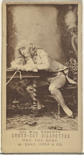 W. Duke, Sons & Co., Card Number 595, Miss Roberts, from the Actors and Actresses series (N145-3) issued by Duke Sons & Co. to promote Cross Cut Cigarettes