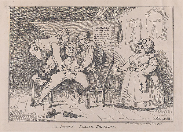 Thomas Rowlandson, New Invented Elastic Breeches