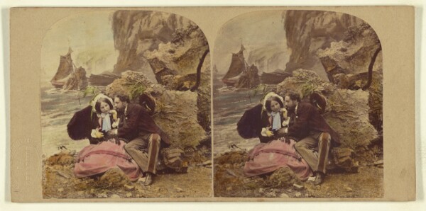 London Stereoscopic and Photographic Company, Seaside Sketches. A Smack Amongst The Rocks.
