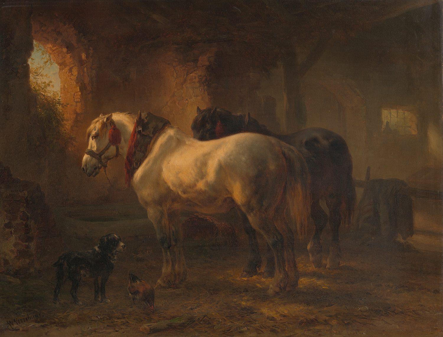 Wouterus Verschuur, Stal met paarden