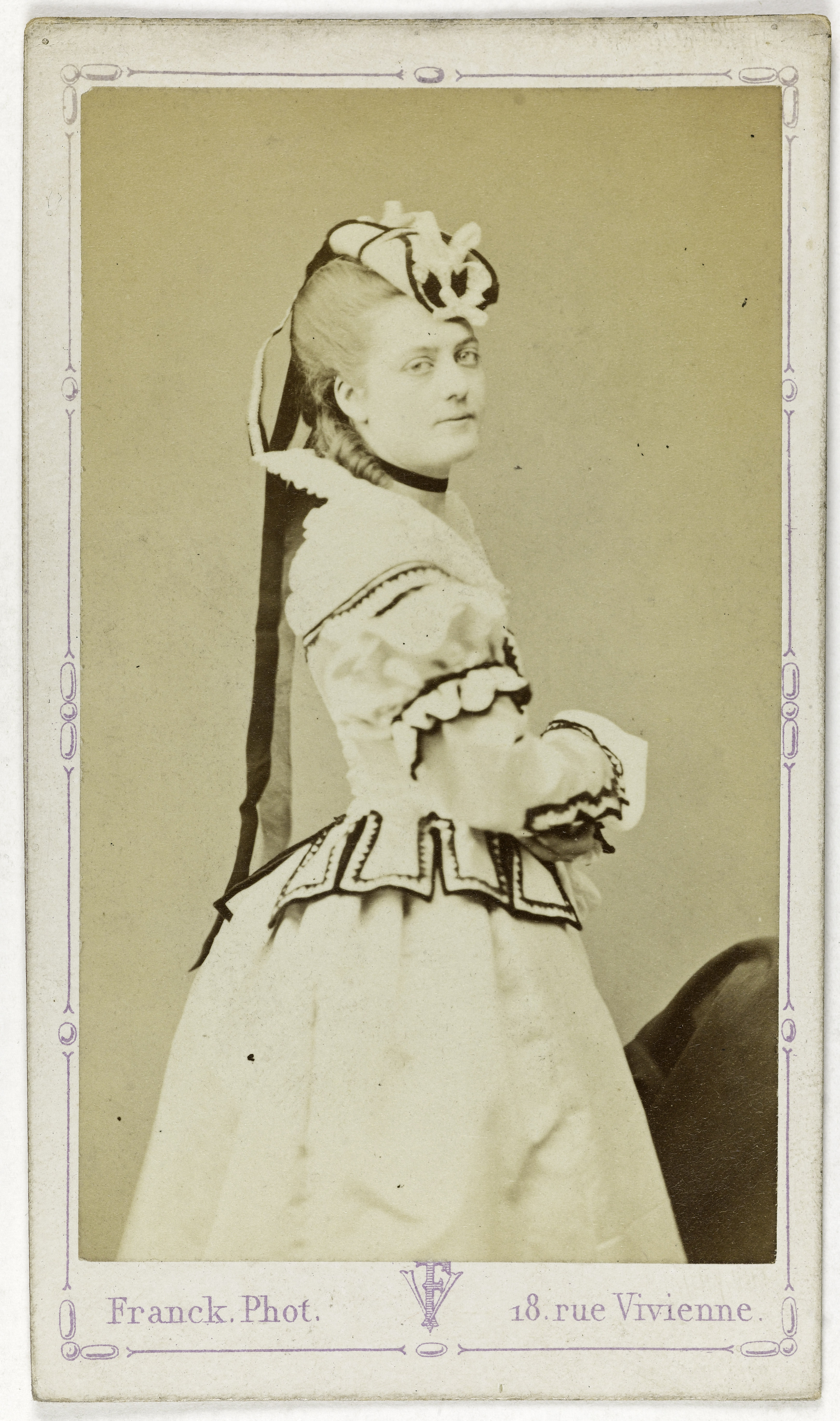 Franck, Portrait de Marie Muller, actrice au Théâtre de la Gaité et au Théâtre des Bouffes Parisiens.