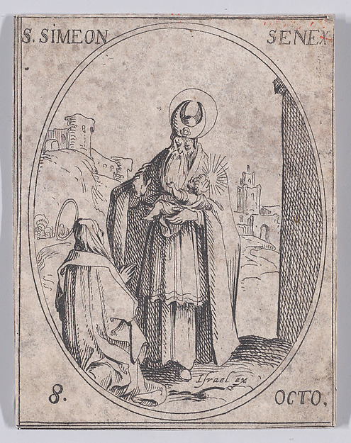 Jacques Callot, S. Siméon, vieillard (St. Simeon, The Elderly Man), October 8th, from "Les Images De Tous Les Saincts et Saintes de L'Année" (Images of All of the Saints and Religious Events of the Year)