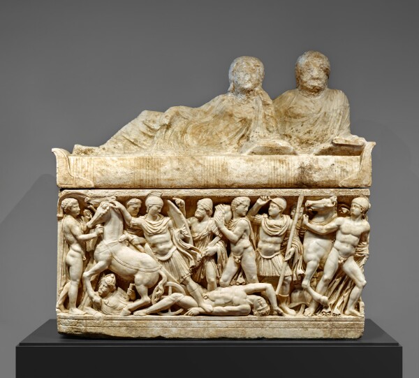 Unknown, Sarcophagus with lid and 4 unjoined fragments
