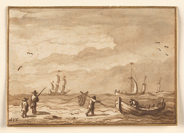 Allart van Everdingen, Fishing Boats and a Man with a Net