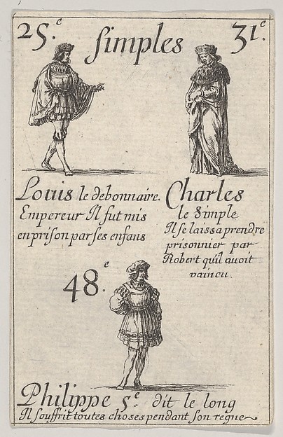 Stefano della Bella, Louis le debonnaire... Charles le Simple, from "Game of the Kings of France" (Jeu des Rois de France)