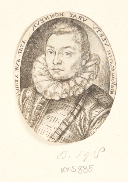 Hendrick Goltzius, Portræt af en ung mand, vendt mod venstre