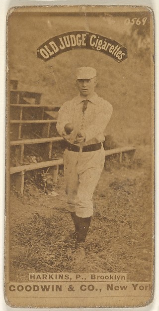 Goodwin & Company, Harkins, Pitcher, Brooklyn, from the Old Judge series (N172) for Old Judge Cigarettes