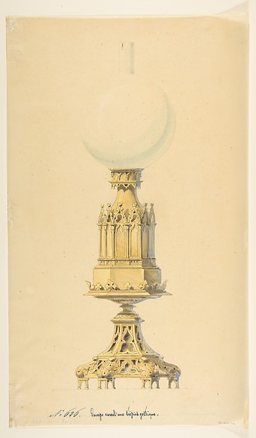 Anonymous, French, 19th century, Design for an Oil Lamp