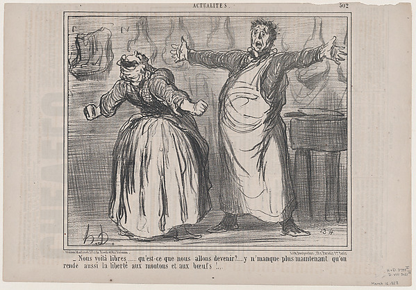 Honoré Daumier, Nous voilà libres... qu'est-ce que nous allons devenir?, from "Actualités"