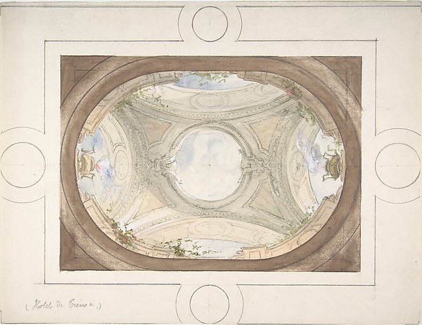 Jules-Edmond-Charles Lachaise, Design for Trompe L'Oeil Ceiling for Dining Room, Hôtel de Trévise
