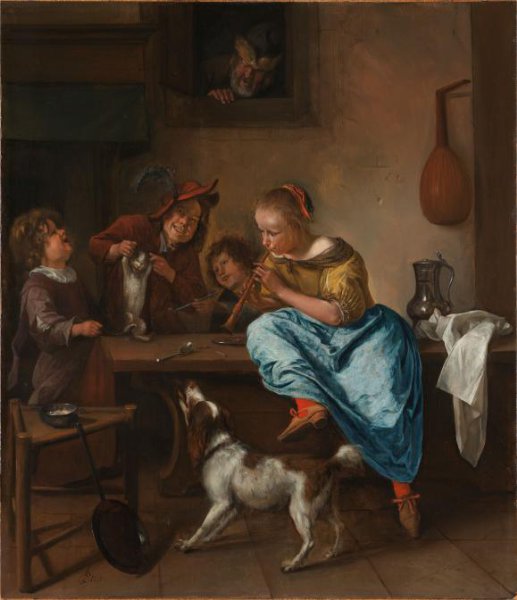 Jan Havicksz. Steen, Children Teaching a Cat to Dance, Known as The Dancing Lesson