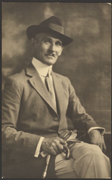 Louis Fleckenstein, [Portrait of a Man Holding Cane and Gloves]