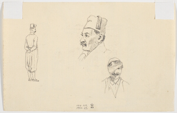 Martinus Rørbye, To studier af hoveder og en figurstudie