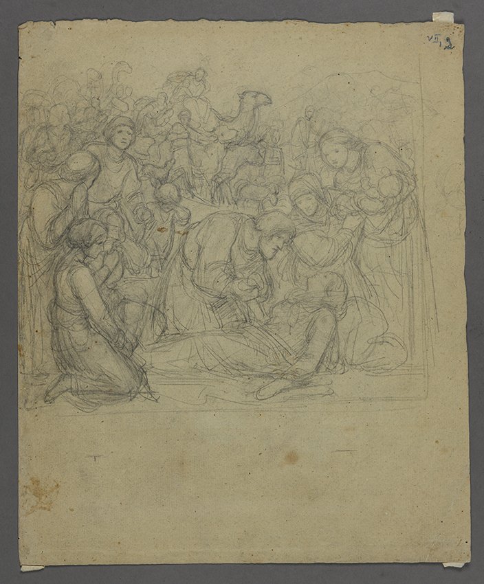 Gustav Metz, Kompositionsskizze zum Tod der Rahel, wohl 1845