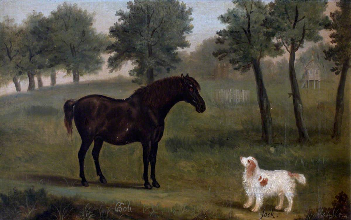 Francis Sartorius, 'Bob and 'Jock', Black Horse with Dog