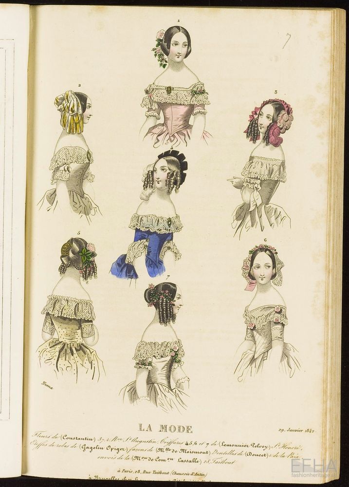 Unknown artist, Modeprent (in kleur) uit 'La mode : album des salons' 1842-01-06