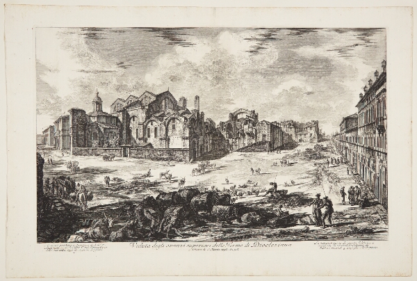 Giovanni Battista Piranesi, Diocletian's termer, nu bygget sammen med kirken Santa Maria degli Angeli