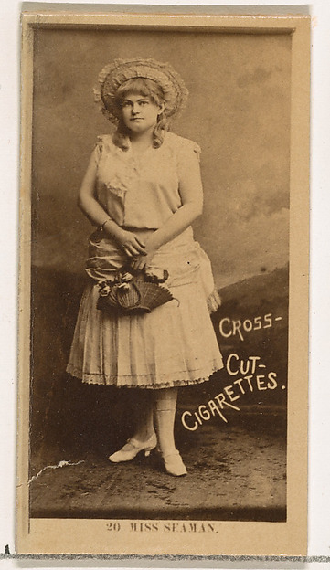 W. Duke, Sons & Co., Card Number 20, Miss Seaman, from the Actors and Actresses series (N145-2) issued by Duke Sons & Co. to promote Cross Cut Cigarettes