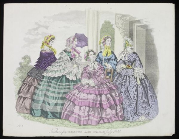 Unknown, London and Paris Fashions for July 1855