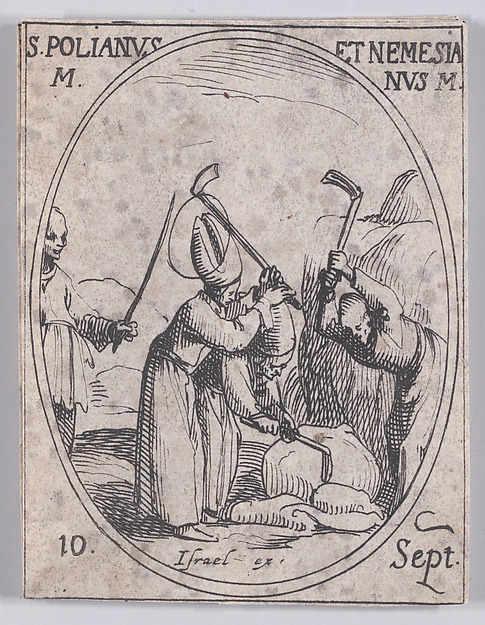 Jacques Callot, S. Polien et S. Nemesien (St. Polianus and St. Nemesianus), September 10th, from "Les Images De Tous Les Saincts et Saintes de L'Année" (Images of All of the Saints and Religious Events of the Year)