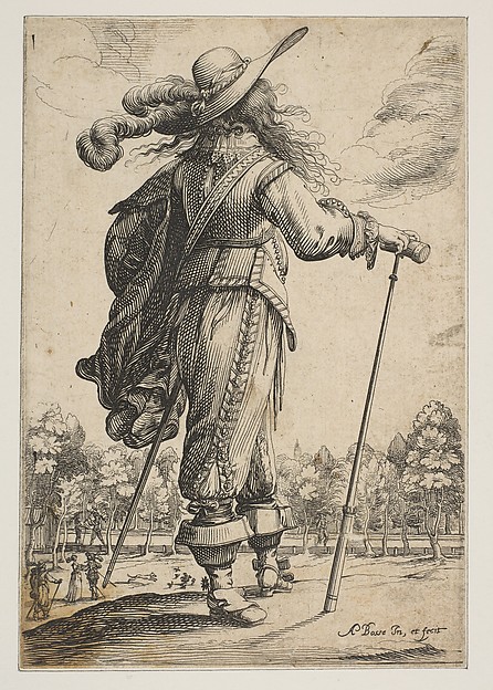 Abraham Bosse, A Man Seen from the Back Leaning on a Croquet Mallet (Le Jouer de mail)
