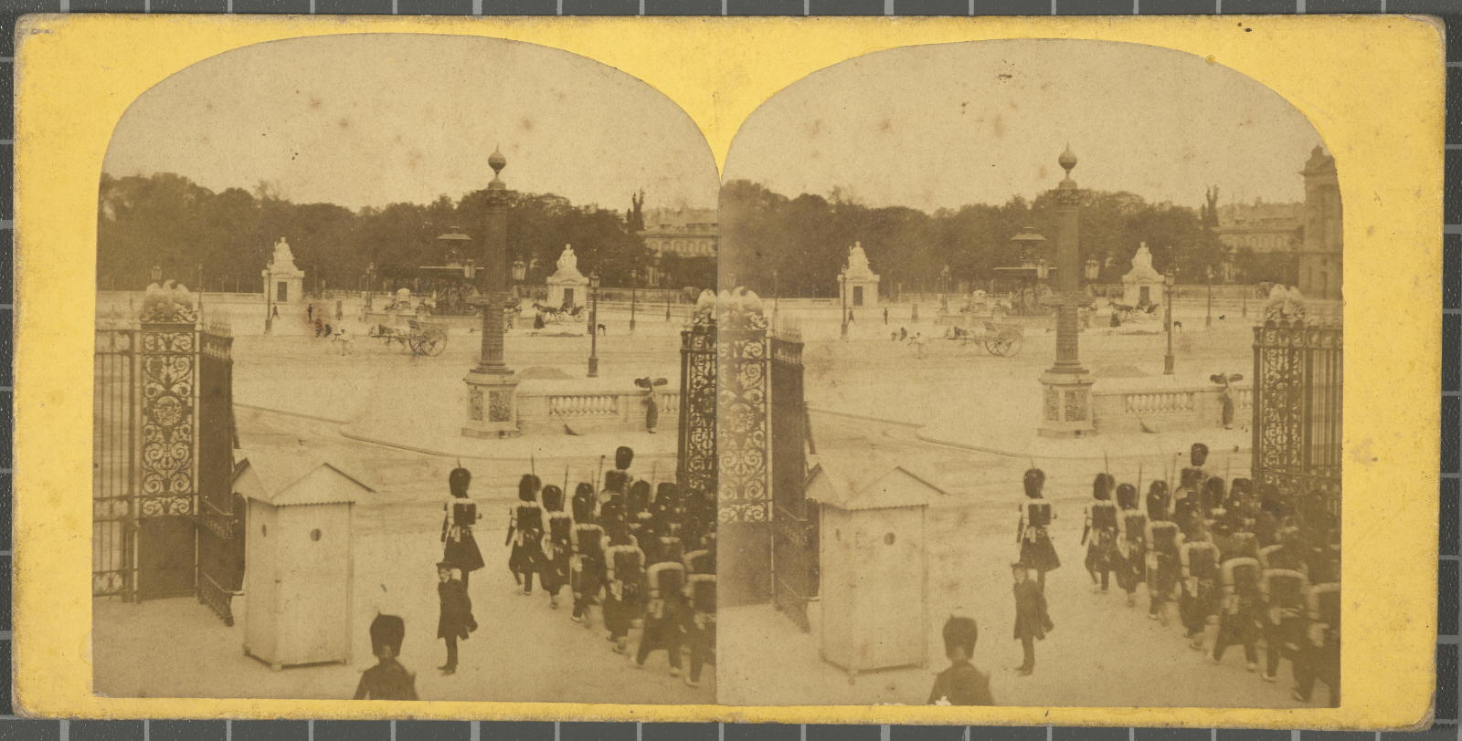 Desconegut, Vue instantanée de Paris. Grille du Jardin des Tuileries.