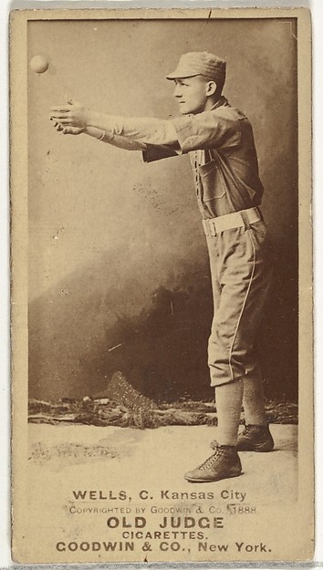 Goodwin & Company, Wells, Catcher, Kansas City Cowboys, from the Old Judge series (N172) for Old Judge Cigarettes