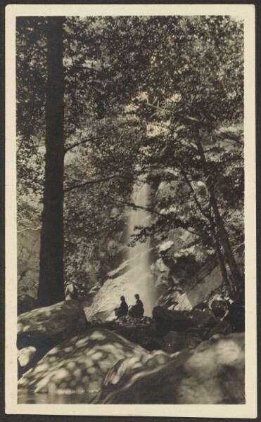 Louis Fleckenstein, [Two Figures by Waterfall in the Woods]