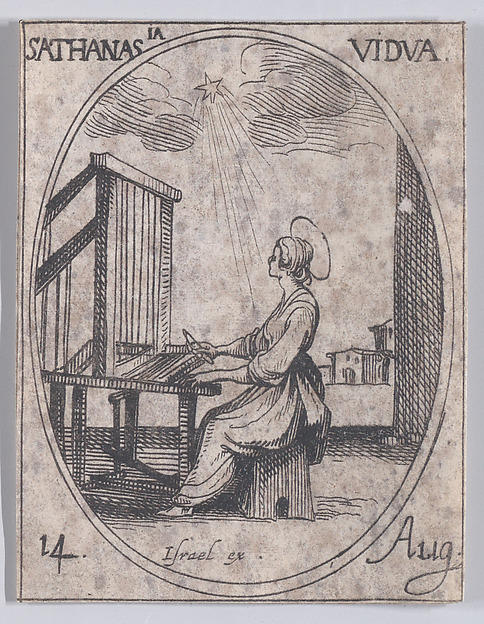 Jacques Callot, Ste. Athanase, veuve (St. Athanasia, Widow), August 14th, from "Les Images De Tous Les Saincts et Saintes de L'Année" (Images of All of the Saints and Religious Events of the Year)
