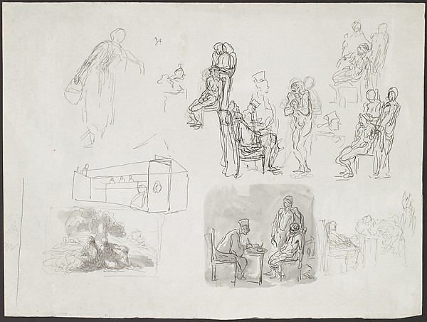 Honoré Daumier, Figure Studies, Including Scenes of Interrogation