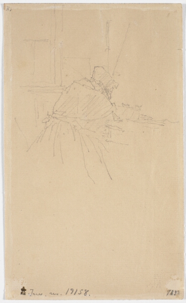 Christen Købke, Gammel kone (kunstnerens moder) siddende ved et bord, set bagfra