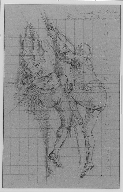 John Singleton Copley, Study for "The Siege of Gibraltar": Figures Scaling Floating Battery; Cannon
