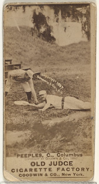 Goodwin & Company, James Elsworth "Jimmy" Peoples, Catcher, Cleveland, from the Old Judge series (N172) for Old Judge Cigarettes