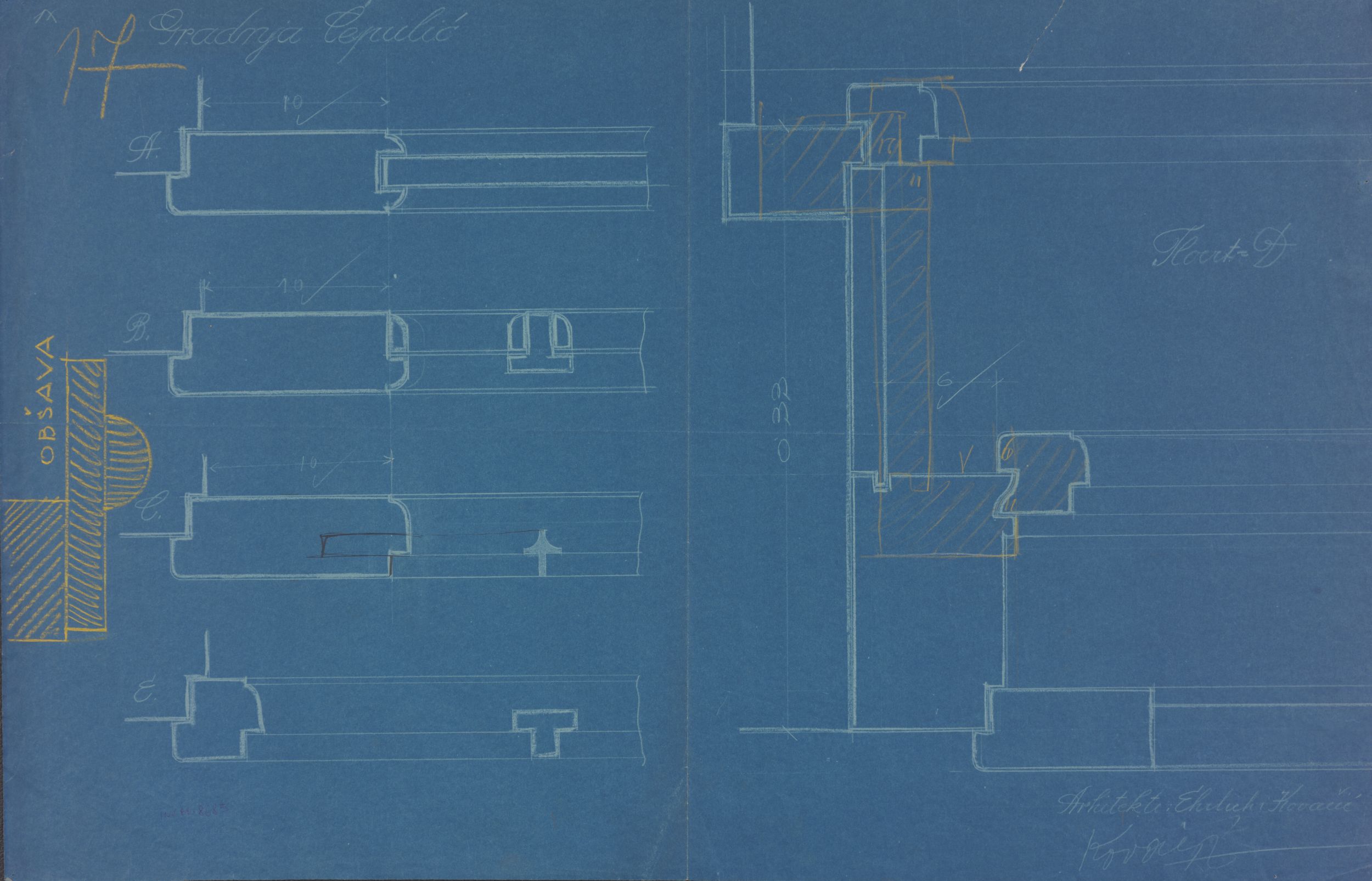 Viktor Kovačić, Vila Čepulić, prozori/tlocrti A, B, C, D, E