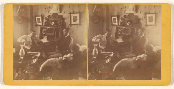 Unknown, [Three men seated in a study]