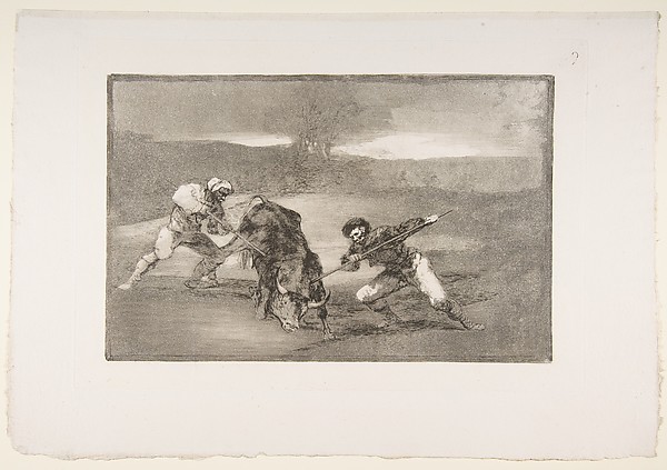 Goya (Francisco de Goya y Lucientes), Plate 2 from "La Tauromaquia": Another way of hunting on foot