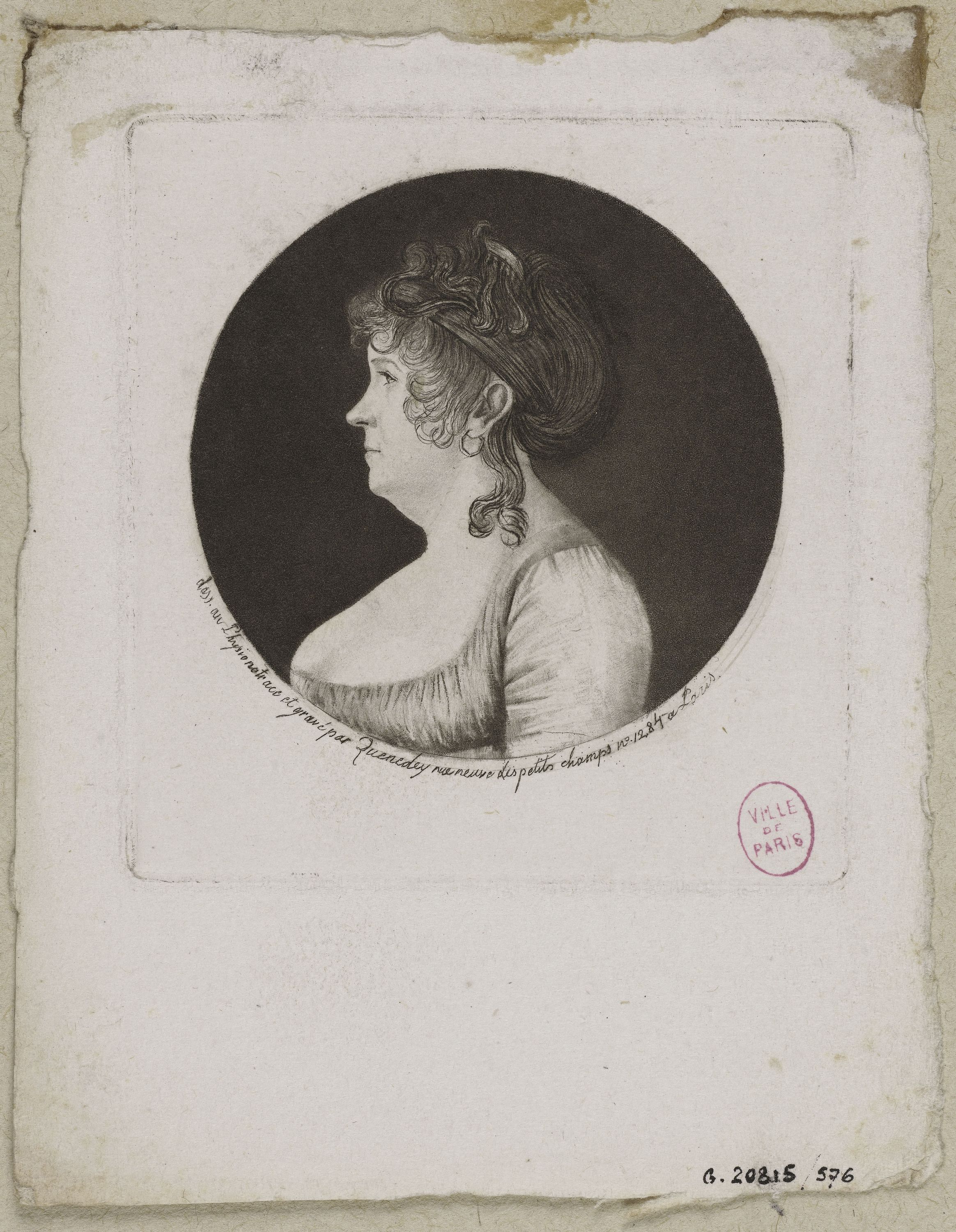 Edmé Quenedey, Portrait d'une femme, fin XVIIIème siècle/début XIXème siècle