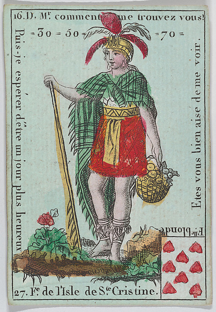 Anonymous, French, 18th century, F.e d l'Isle de S.te Cristine from playing cards "Jeu d'Or"