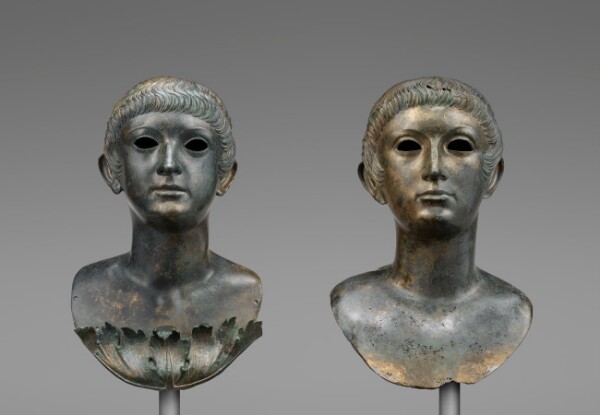 Unknown, Pair of Portrait Busts of Youths and an Unrelated Pair of Marble Eyes