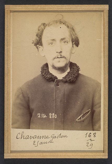 Alphonse Bertillon, Chavanne. Gaston. 26 ans, né à Paris VIe. Graveur. Anarchiste. 28/2/94.