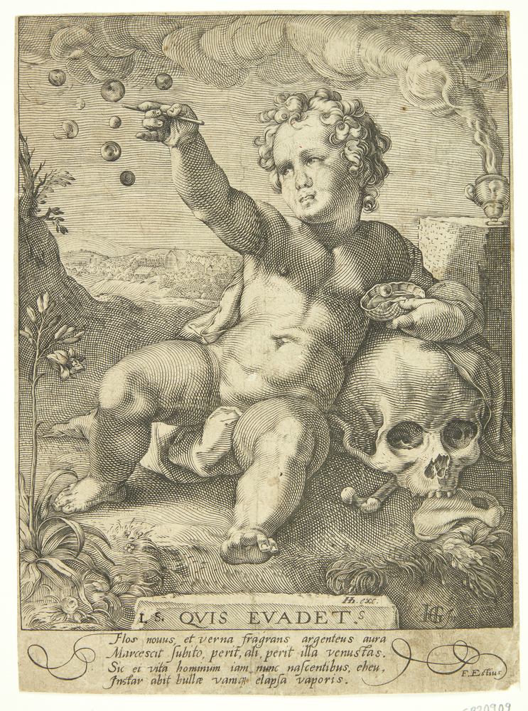 Hendrick Goltzius, Allegori over livets flygtighed ("Quis Evadet?")