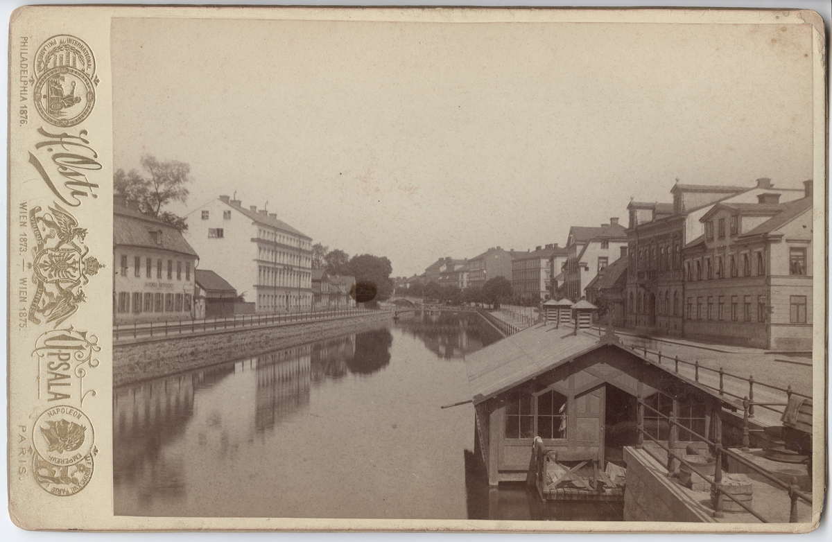 Henri Osti's Fotografiateliér, Västra ÅVä, Fyrisån and Östra ÅVäfrom the Icelandic Bridge, Uppsala 1886