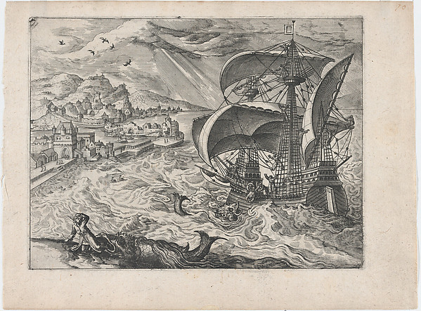 Lucas Gassel, Landscape with a Ship and Jonah and the Whale