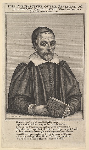 Wenceslaus Hollar, Portrait of John Diodati, from "Pious Annotations upon the Holy Bible"