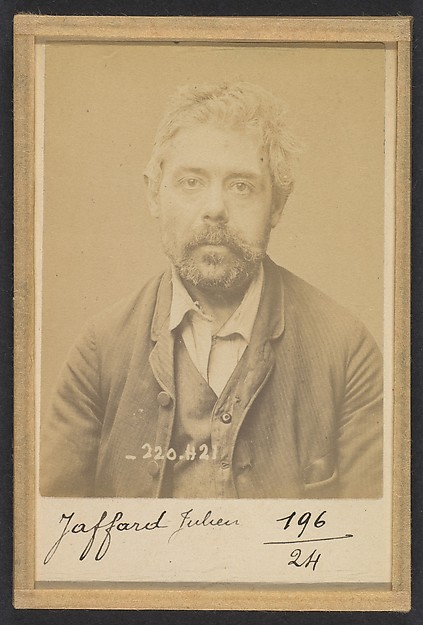 Alphonse Bertillon, Jaffard. Julien, Ludovic. 37 ans, né le 31/5/57 à Lesterps (Charente). Journalier. Anarchiste. 2/7/94.