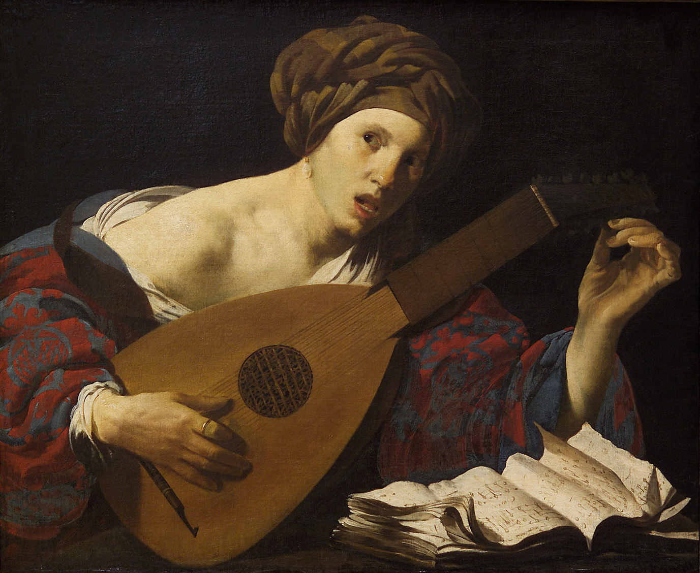 Hendrick ter Brugghen, Young Woman Tuning a Lute