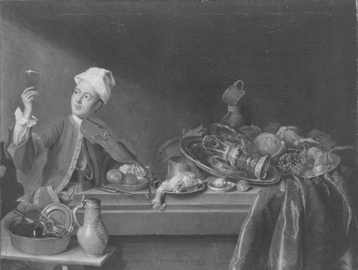 Peter Jacob Horemans, Stillleben mit Geigenspieler
