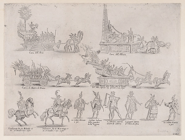 Jacques Callot, Le Chars et Les Personnages (The Chariots and The Characters), from "La Guerre d'Amour" (Guerra d'Amore) (War of Love)