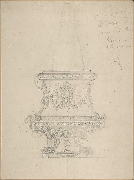 Anonymous, French, 19th century, Design for a Vase with Rams' Heads in Renaissance Style