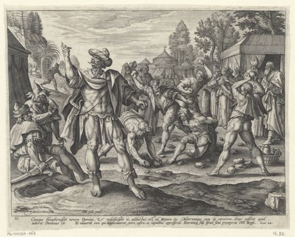 Collaert, Adriaen, (-1618), (printmaker), Decalogus: Thou shalt not take the name of the Lord, thy God, in vain